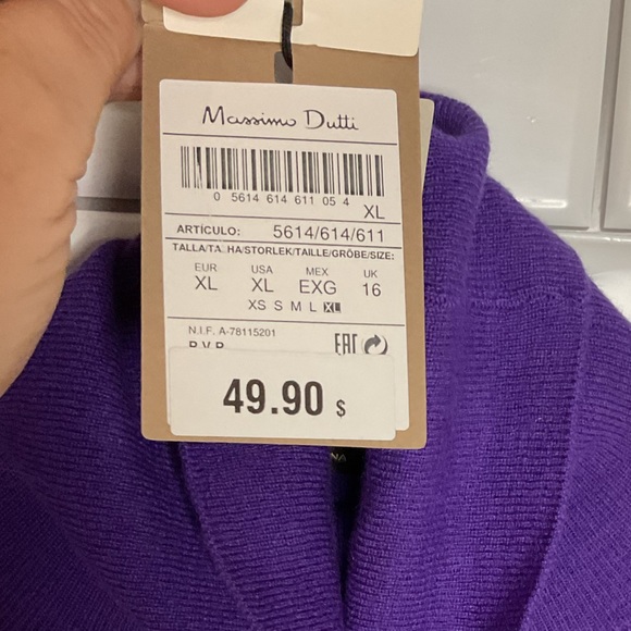 NWT Massimo Dutti Long Sleeve Purple Sweater Sz. XL - Picture 5 of 6